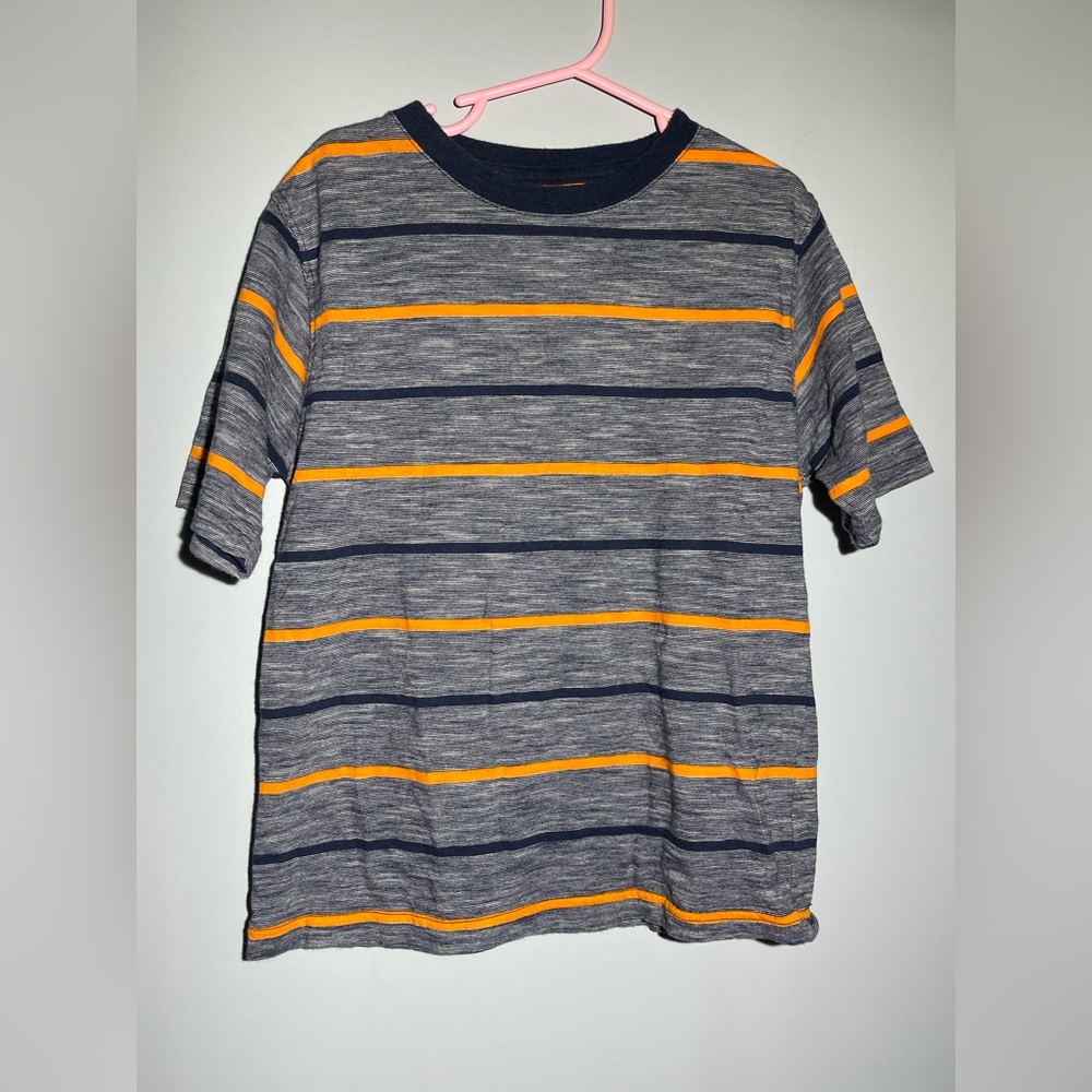 Faded Glory Kids Tee with Navy and Orange Stripes